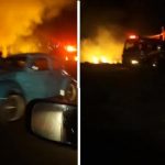 Incêndio de grandes proporções ameaça casas e empresas em MT; veja vídeos