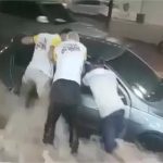 Chuva forte causa alagamentos em ruas de Tangará da Serra e carro fica preso em enxurrada