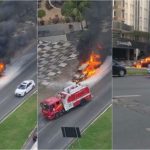 Carro pega fogo na Av. do CPA e bombeiros são acionados; veja vídeo