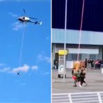 Vídeo mostra helicóptero de MT salvando menina ilhada pela enchente no RS