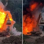 Policiais apreendem maquinário e explodem escavadeira em MT; vídeo