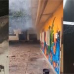 Ar-condicionado pega fogo e chamas atingem biblioteca do Liceu Cuiabano; vídeo