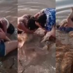 Vídeo flagra ‘rinha’ de mulheres em lago durante festival em MT