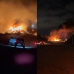 Caminhão carregado com algodão pega fogo após acidente e caminhoneiro morre carbonizado