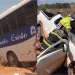Passageiro de carro morre após bater de frente com ônibus de viagem em MT