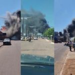 Fogo atinge supermercado, mobiliza bombeiros e assusta moradores de MT (veja vídeo)