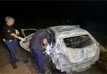 Carro é destruído pelo fogo em Sinop e corpo carbonizado