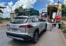 Criminoso rouba Corolla Cross em VG e acaba preso após colidir em outro carro em Cuiabá