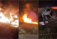 Motorista morre carbonizado em acidente entre 3 carretas; vídeo