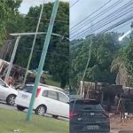 Caminhão derruba muro do 9º BEC e tomba em Cuiabá; veja vídeo