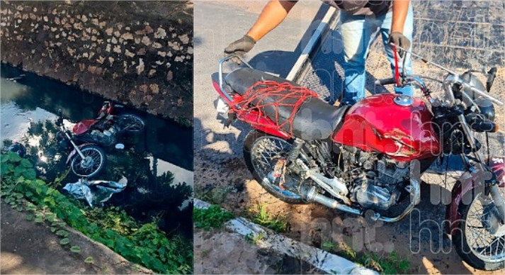 Motociclista foge da PM, perde controle e cai em córrego durante perseguição