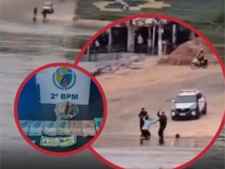 Homem se joga no rio com moto durante tentativa de fuga, mas acaba preso pela PM