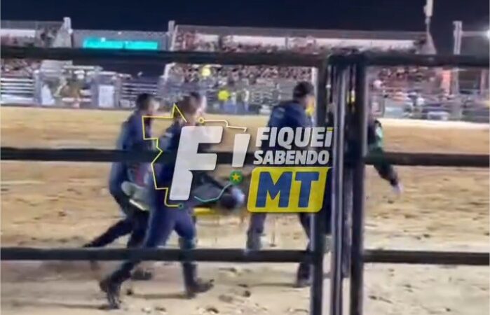 Peão é pisoteado por touro na ExpoVG e quebra três costelas; veja vídeo