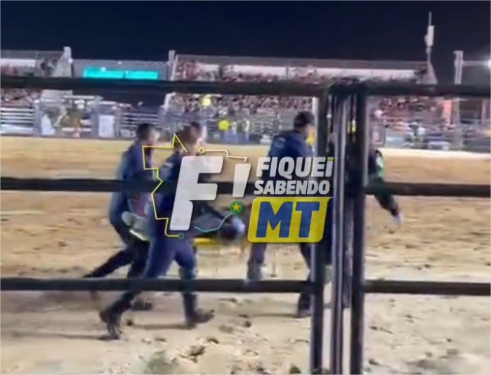 Peão é pisoteado por touro na ExpoVG e quebra três costelas; veja vídeo