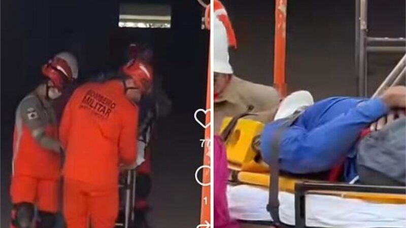 Trabalhador de 63 anos fica ferido após guincho despencar em obra em MT