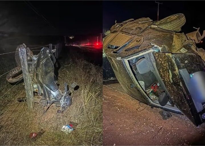 Batida entre carro e moto deixa três mortos em MT; vítimas identificadas (vídeo)