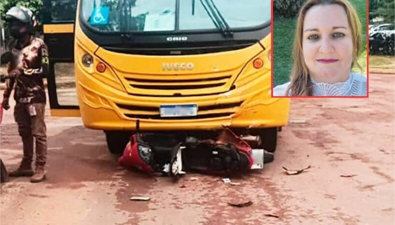 Mulher sem CNH morre em acidente com ônibus escolar da Apae em MT