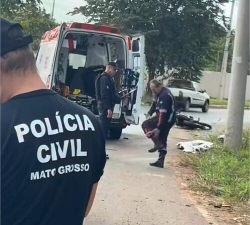 Motociclista morre após perder controle e bater em poste na Avenida das Torres em Cuiabá