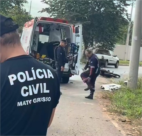 Motociclista morre após perder controle e bater em poste na Avenida das Torres em Cuiabá