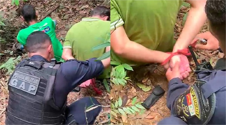 Homens são resgatados pela PM amarrados em região de mata; veja vídeo