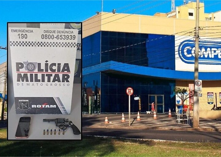 Homem tenta roubar ar condicionado em supermercado e é detido por policial da banda da PM
