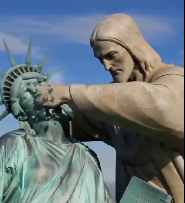 Cristo e Estátua da Liberdade duelam em vídeo de IA divulgado pelo Irã