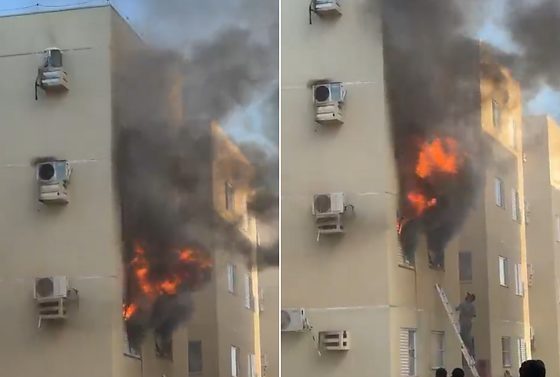 Incêndio destrói apartamento em residencial de Várzea Grande; veja vídeos