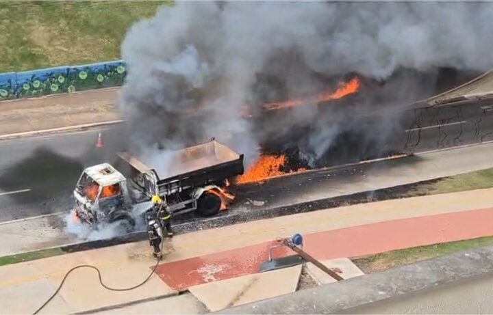 Caminhão explode próximo ao McDonald’s na Avenida do CPA; veja vídeo