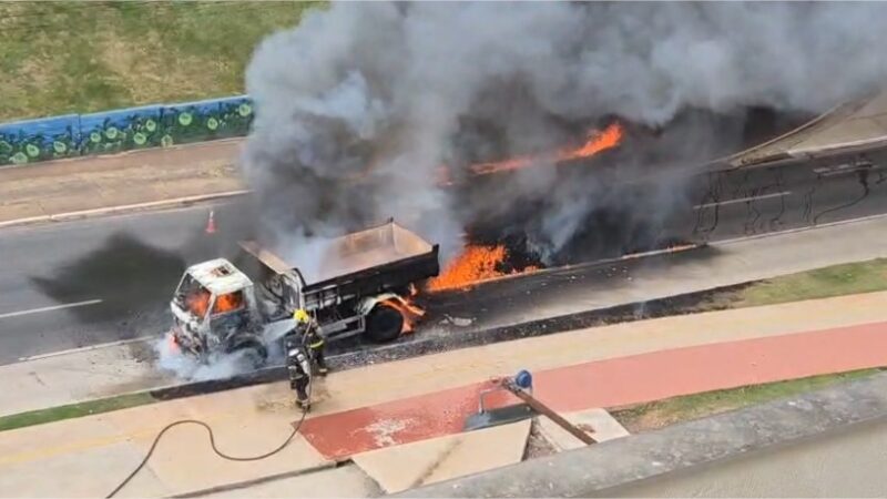 Caminhão explode próximo ao McDonald’s na Avenida do CPA; veja vídeo