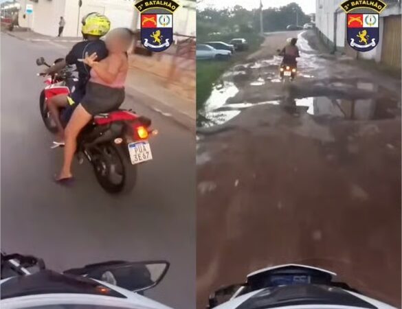 Após perseguição, PM apreende adolescente que pilotava moto em alta velocidade e tentou fugir; veja vídeo