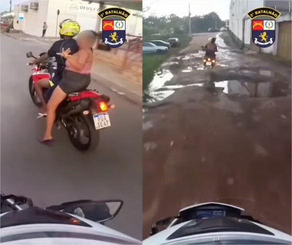 Após perseguição, PM apreende adolescente que pilotava moto em alta velocidade e tentou fugir; veja vídeo