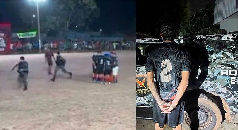 Veja vídeo: Jogador amador é preso durante partida de futebol em Cuiabá