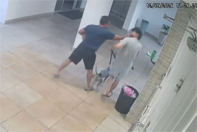 Vídeo: Empresário dá tapa em jovem e agride cachorro em condomínio de Cuiabá