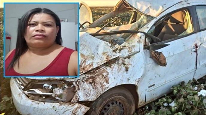 Mulher morre em capotamento e motorista foge da cena do acidente