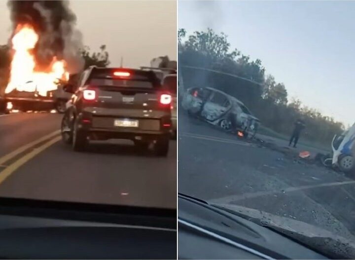 Tragédia! Quatro pessoas morrem presas às ferragens em acidente entre dois carros em MT; vídeos (imagens fortes)