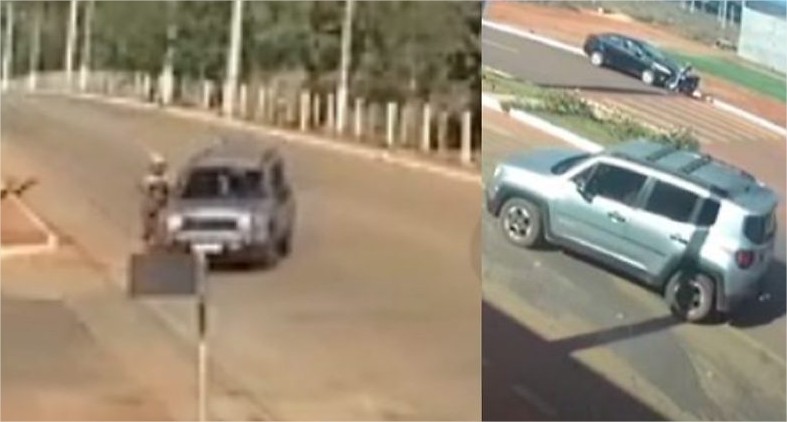 Motociclista morre após ser atingido por Jeep durante conversão; veja vídeo