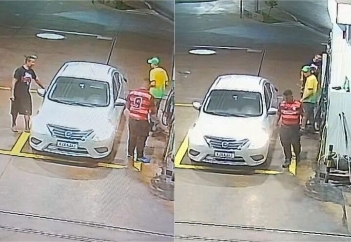 Vídeo mostra dupla fazendo ‘limpa’ em três postos de Cuiabá; veja