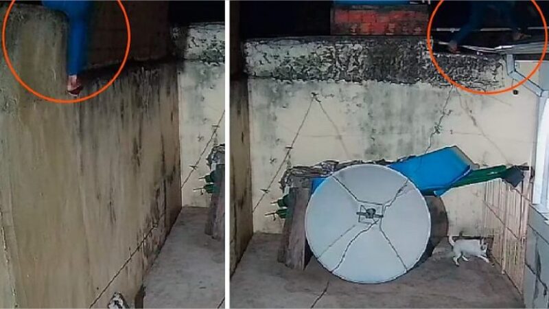 Câmera flagra fuga de criminoso por telhados após sequestro de mulheres em Cuiabá; veja vídeo