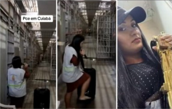 Vídeo mostra missionária do CV cantando louvor para presos dentro da PCE