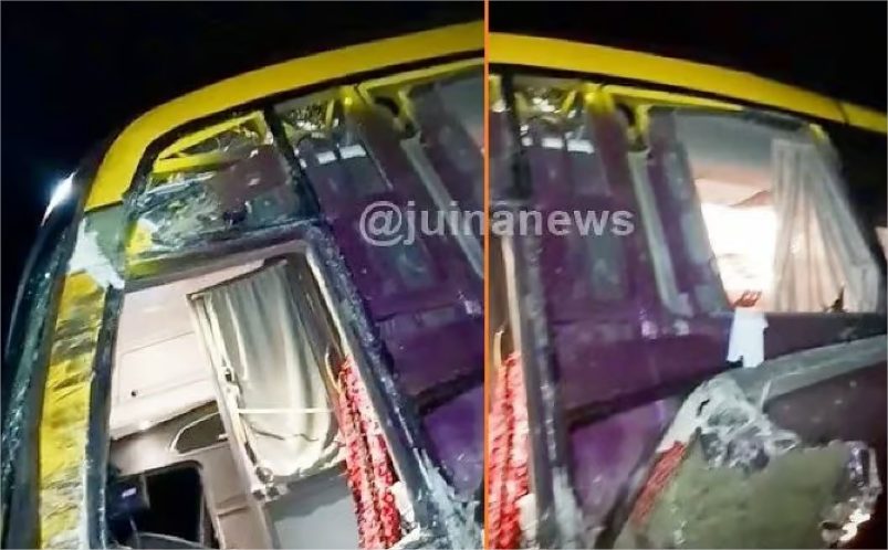 Ônibus com pacientes bate em caminhão em rodovia de MT durante a madrugada e deixa feridos