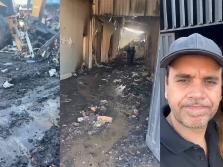 Momento difícil: Proprietários de fábrica de pães incendiada em Cuiabá mostram estragos e lamentam