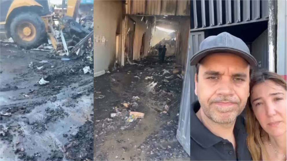 Momento difícil: Proprietários de fábrica de pães incendiada em Cuiabá mostram estragos e lamentam